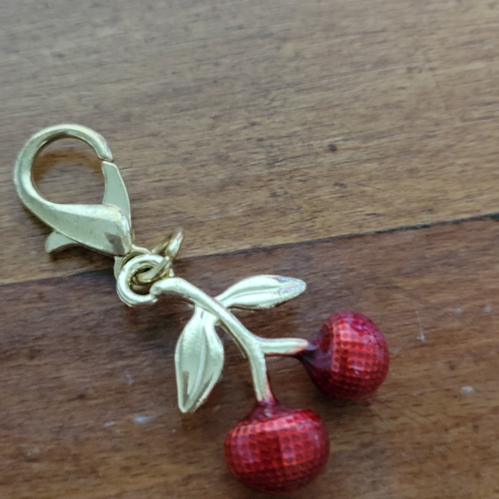 Elegant Gold and Red Cherry Pendant